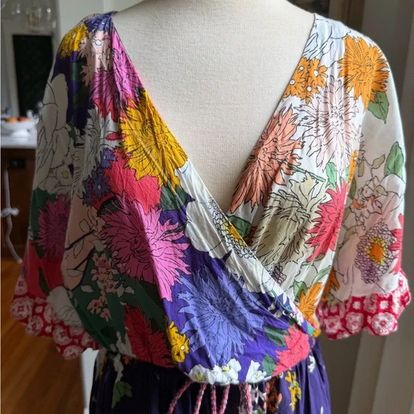 Anthropologie Floral Multicolor Wrap Dress - Picture 2 of 7